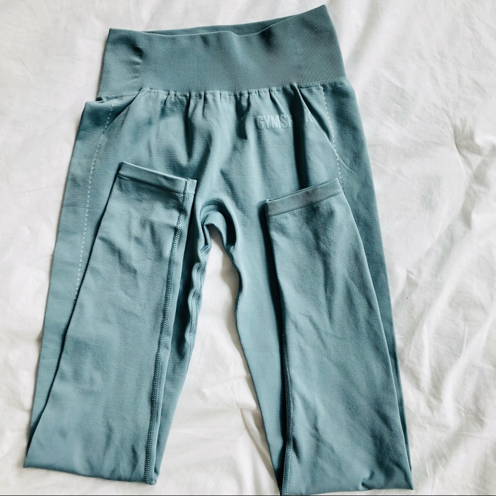 GYMSHARK lightweight seamless leggings turquoise sz S - Picture 8 of 11